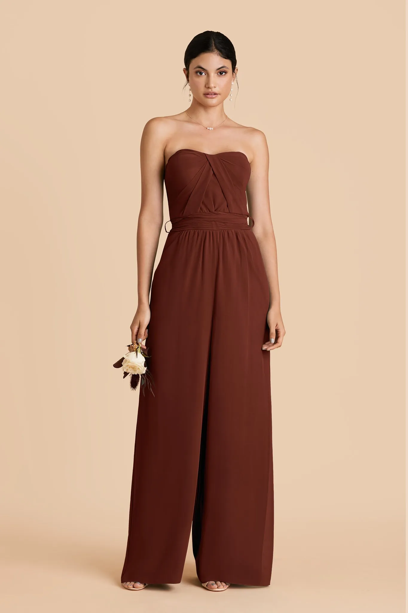 Gigi Chiffon Jumpsuit - Cognac sold by Birdy Grey