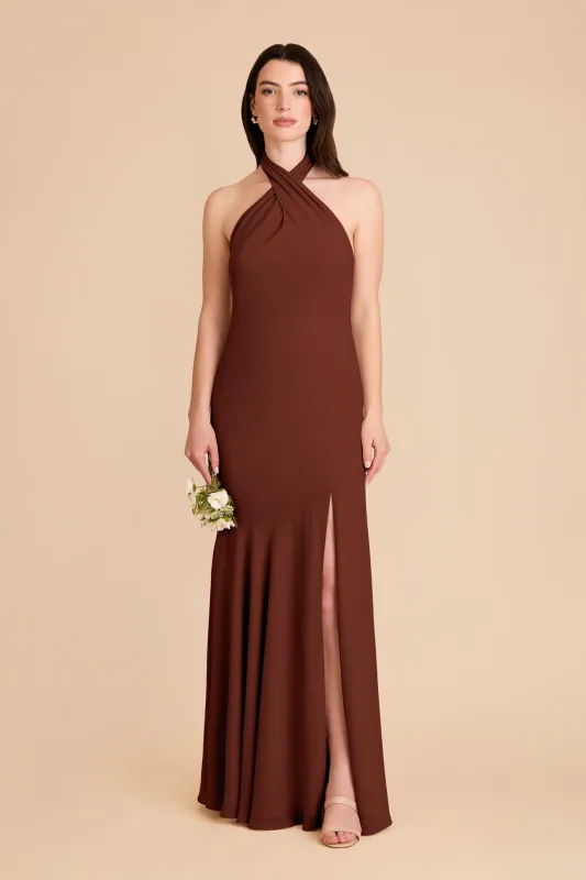 Stephanie Chiffon Dress - Cognac sold by Birdy Grey