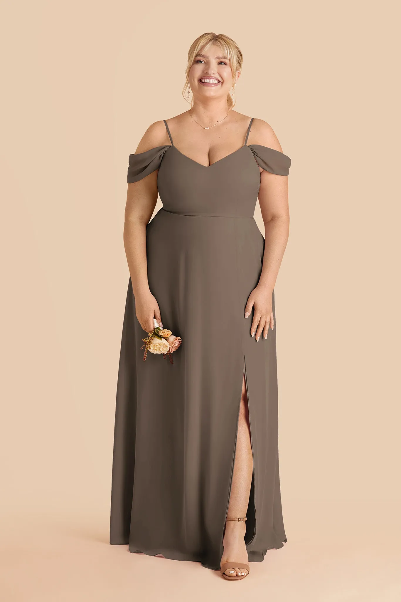 Devin Chiffon Dress Slit - Mocha sold by Birdy Grey product image thumbnail 2