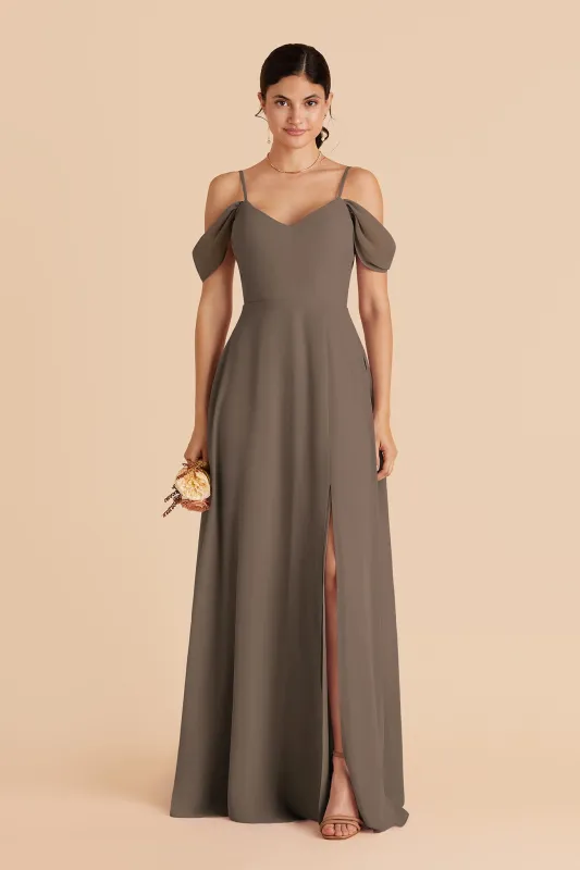 Devin Chiffon Dress Slit - Mocha sold by Birdy Grey