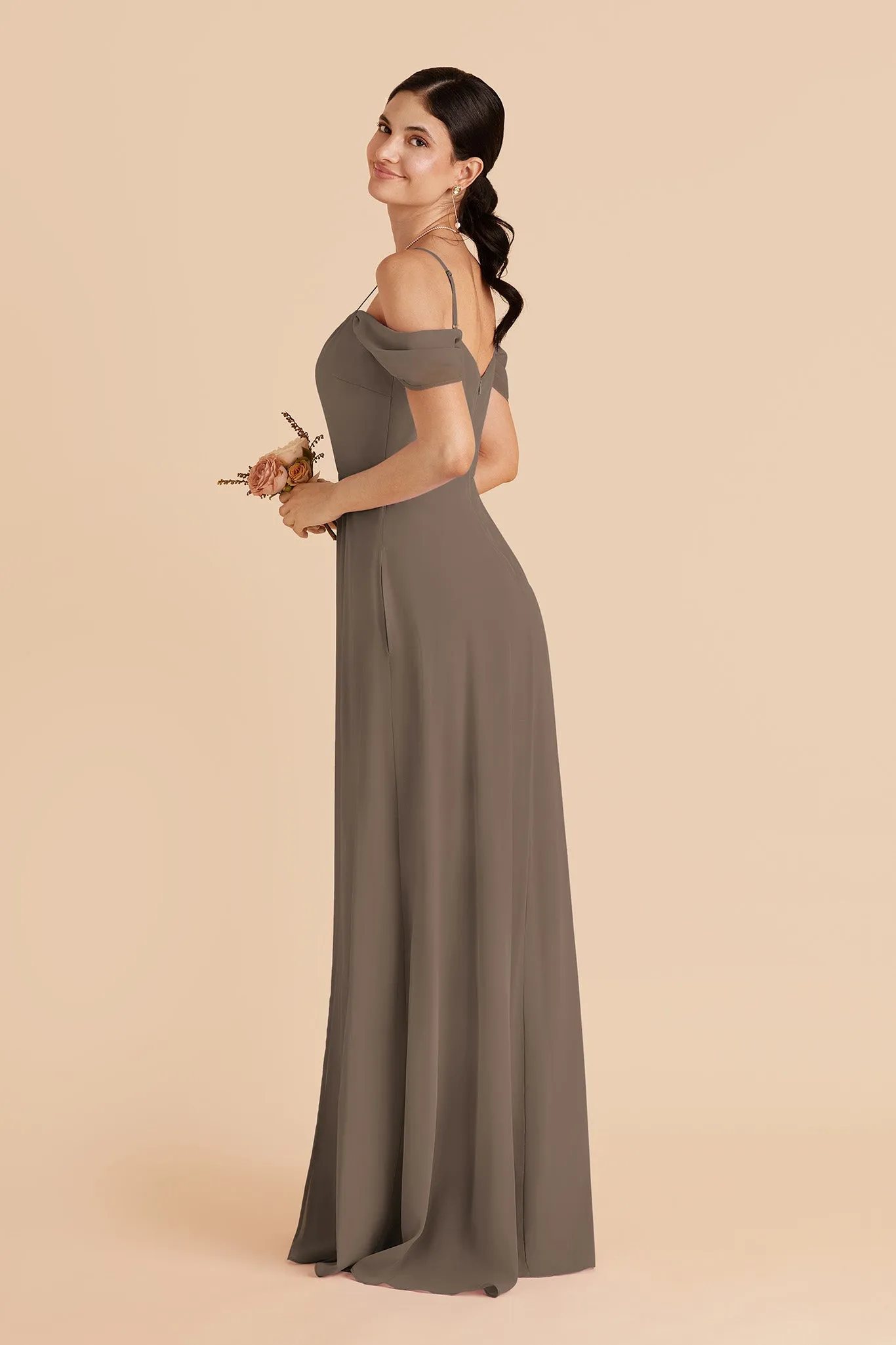 Devin Chiffon Dress Slit - Mocha sold by Birdy Grey product image thumbnail 4