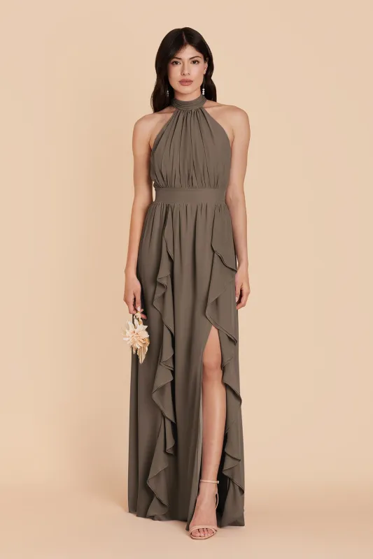 Joyce Chiffon Dress - Mocha sold by Birdy Grey