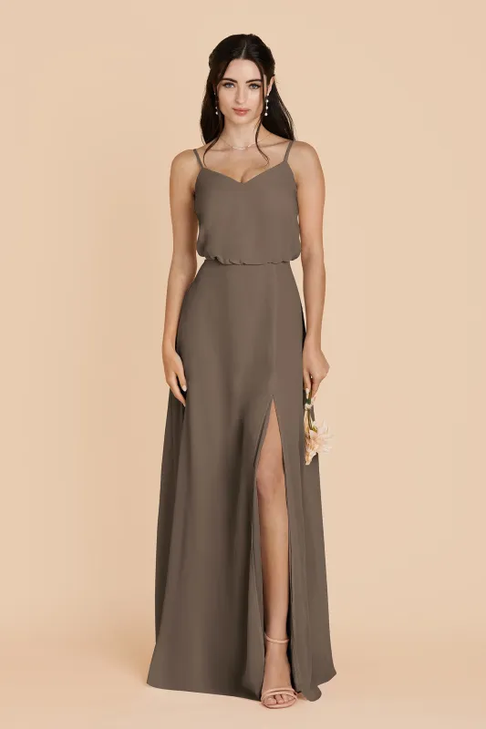 Gwennie Chiffon Dress With Slit - Mocha sold by Birdy Grey