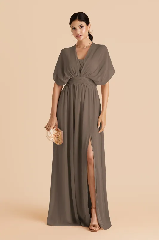 Grace Chiffon Dress With Slit - Mocha sold by Birdy Grey