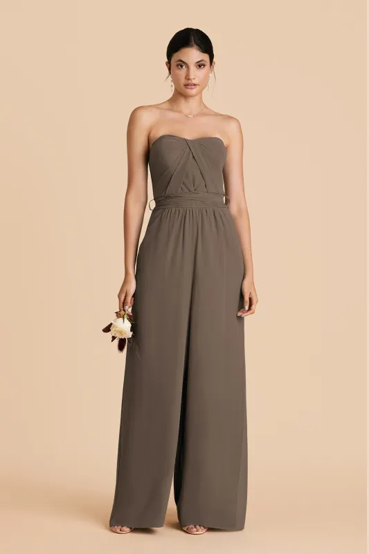 Gigi Chiffon Jumpsuit - Mocha sold by Birdy Grey