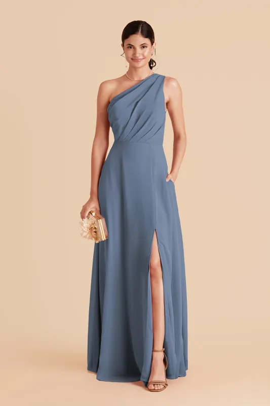 Kira Chiffon Dress Slit - French Blue sold by Birdy Grey