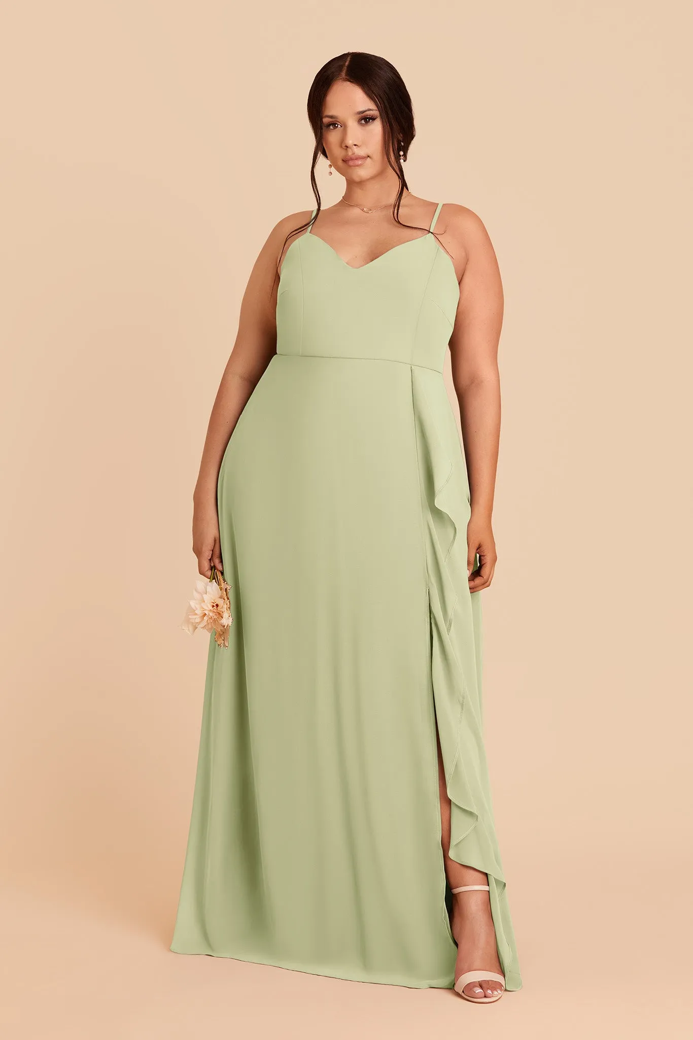 Theresa Chiffon Dress - Pale Pistachio sold by Birdy Grey