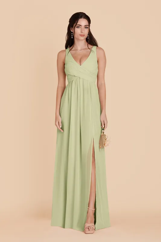 Laurie Chiffon Dress - Pale Pistachio made by Birdy Grey