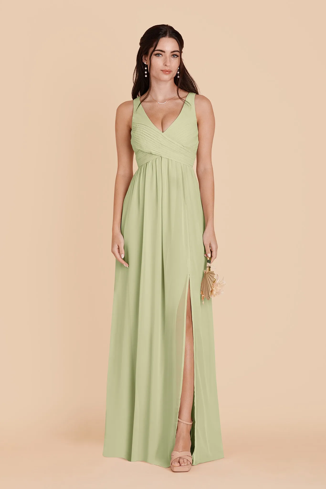 Laurie Chiffon Dress - Pale Pistachio sold by Birdy Grey