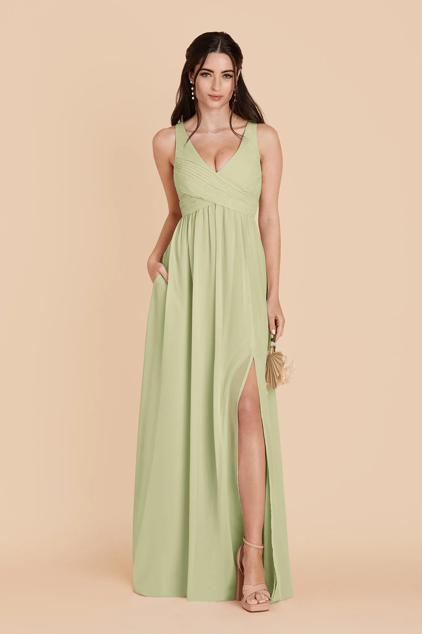 Laurie Chiffon Dress - Pale Pistachio sold by Birdy Grey product image thumbnail 3