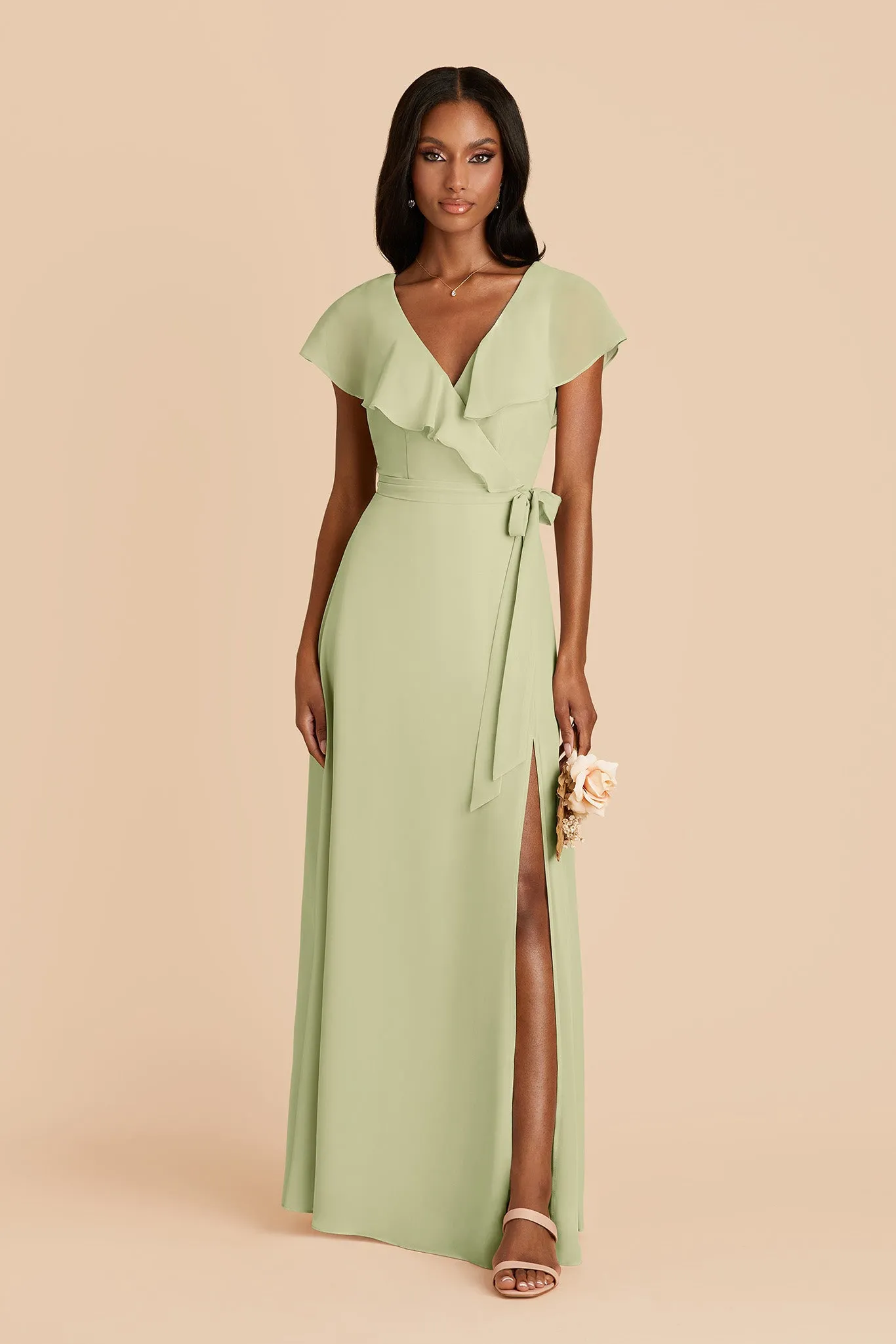 Jackson Chiffon Dress - Pale Pistachio sold by Birdy Grey