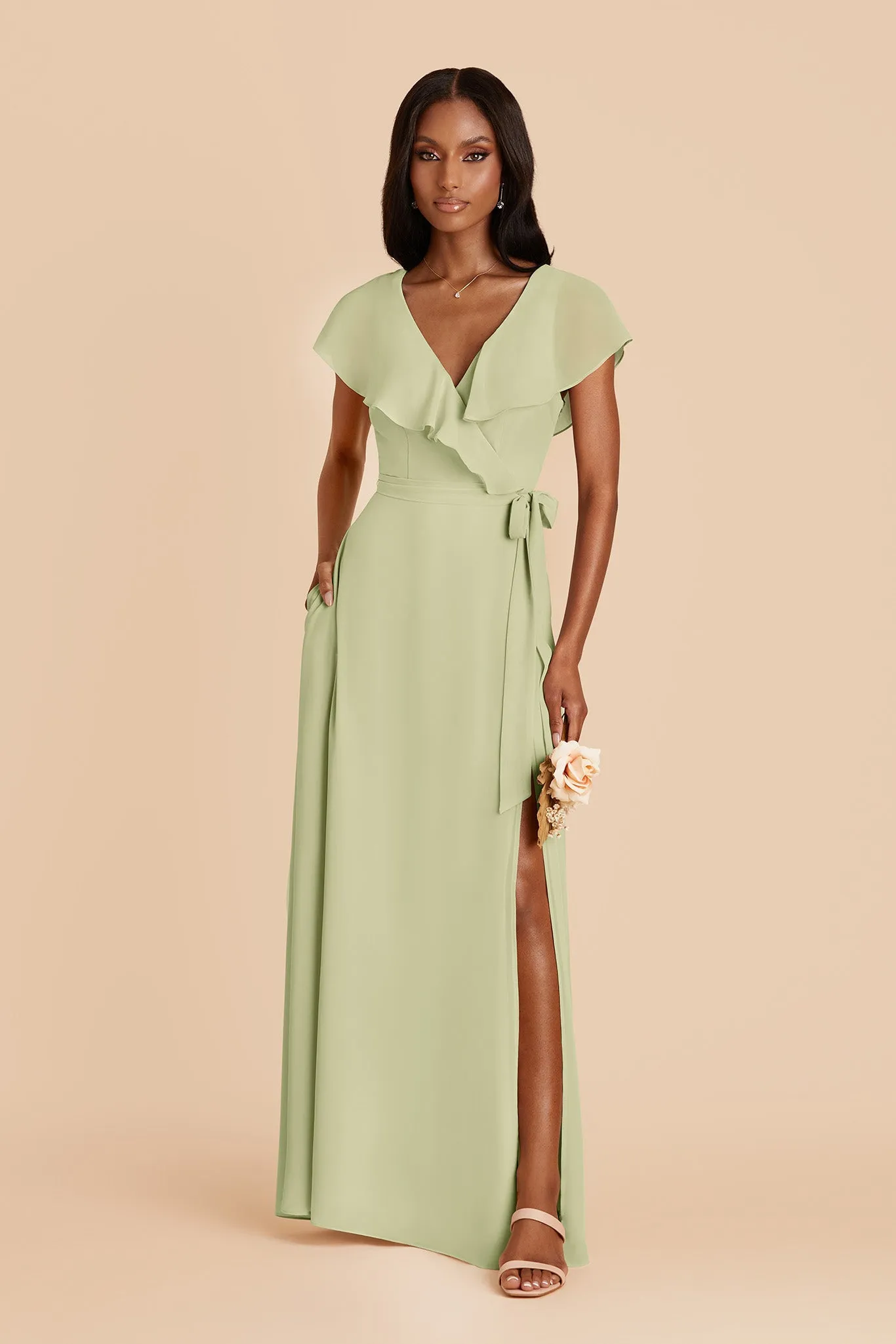 Jackson Chiffon Dress - Pale Pistachio sold by Birdy Grey product image thumbnail 3