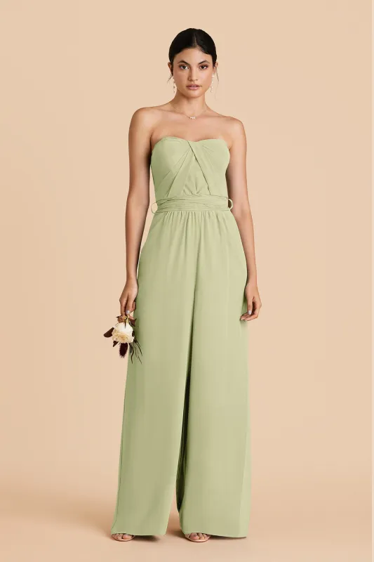 Gigi Chiffon Jumpsuit - Pale Pistachio sold by Birdy Grey