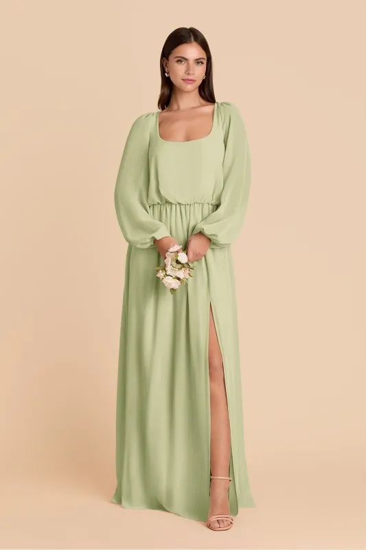 Eloise Chiffon Dress - Pale Pistachio sold by Birdy Grey