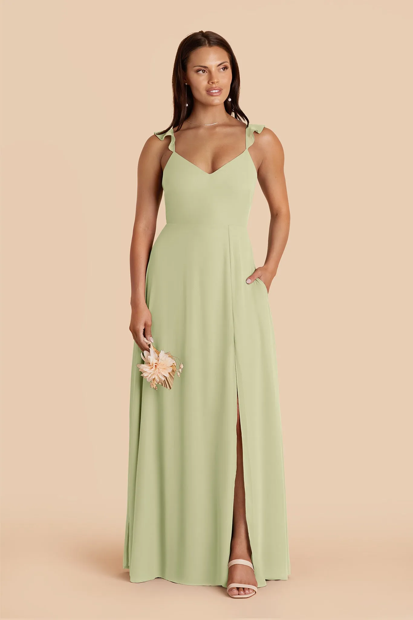 Doris Chiffon Dress - Pale Pistachio sold by Birdy Grey product image thumbnail 3