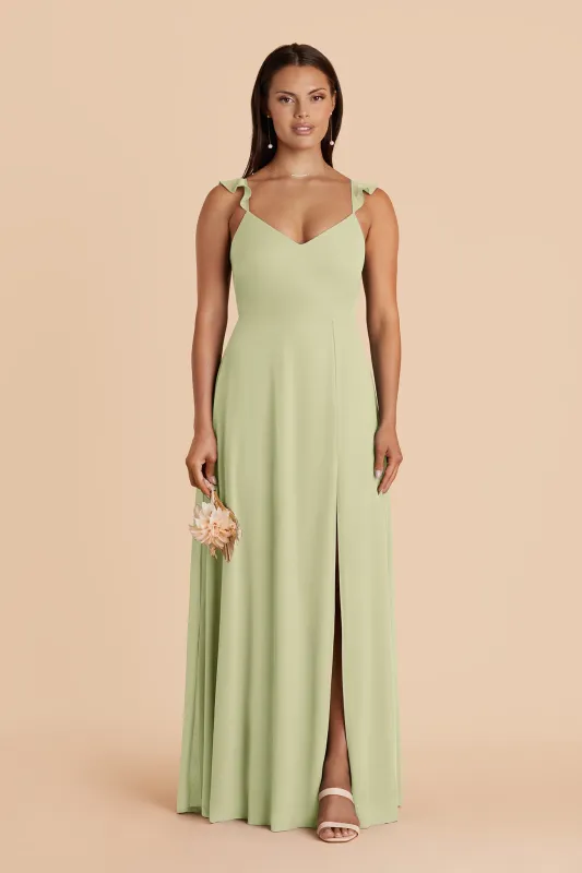 Doris Chiffon Dress - Pale Pistachio made by Birdy Grey