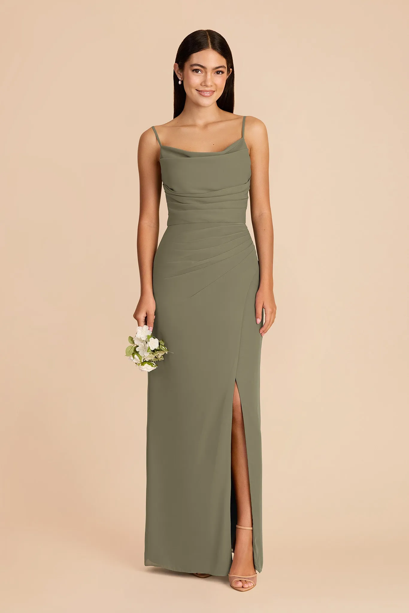 Lydia Chiffon Dress - Thyme sold by Birdy Grey