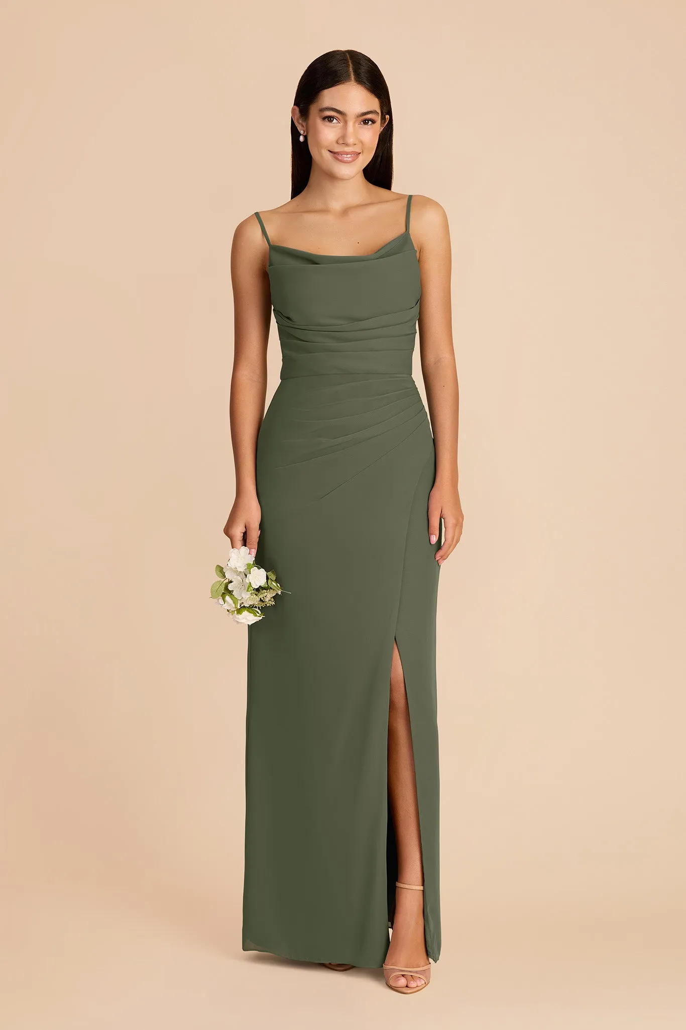 Lydia Chiffon Dress - Olive sold by Birdy Grey