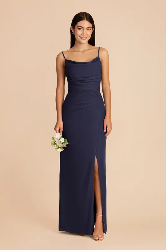 Lydia Chiffon Dress - Navy made by Birdy Grey