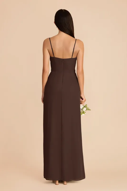 Lydia Chiffon Dress - Espresso made by Birdy Grey