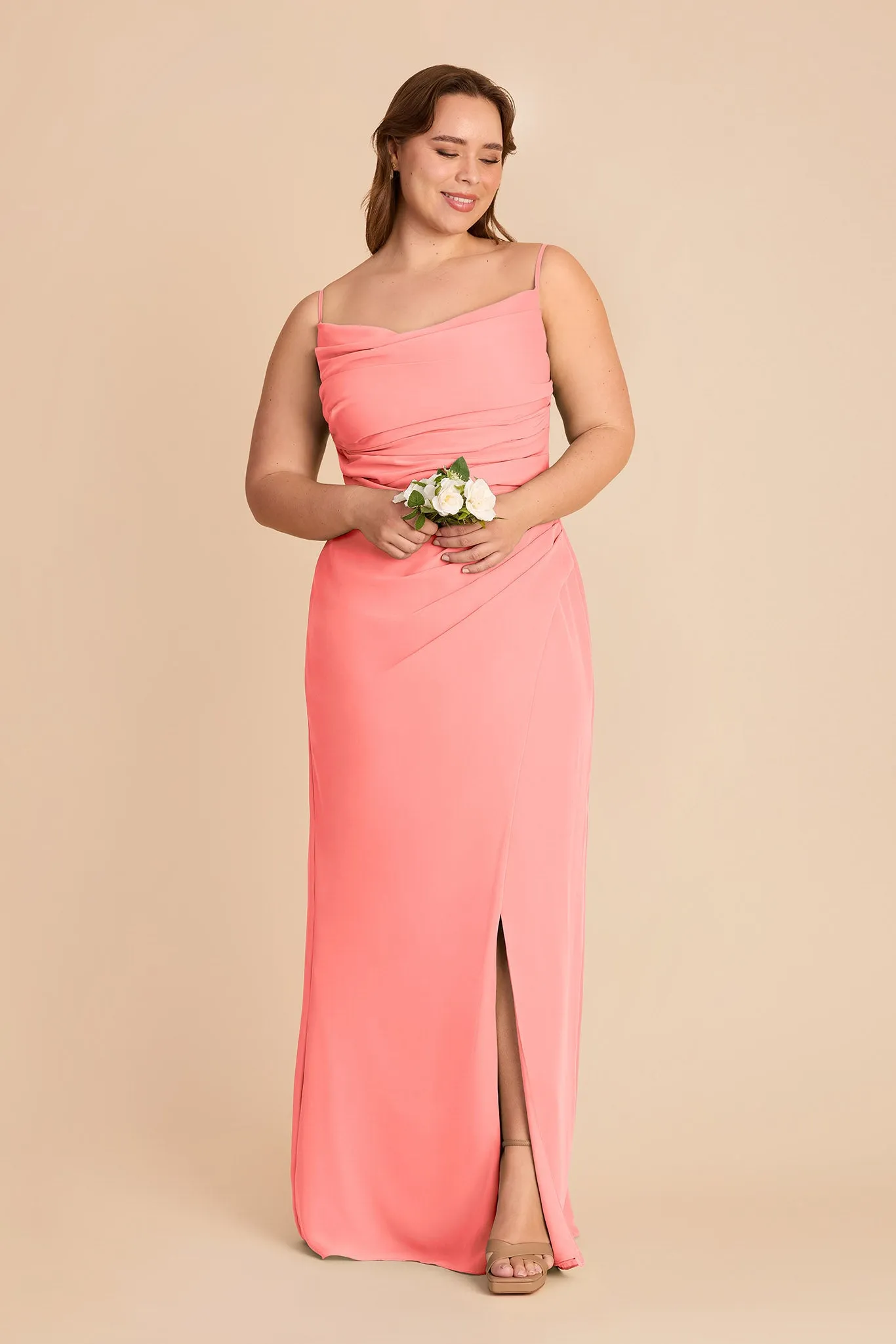 Lydia Chiffon Dress - Coral Pink sold by Birdy Grey product image thumbnail 2