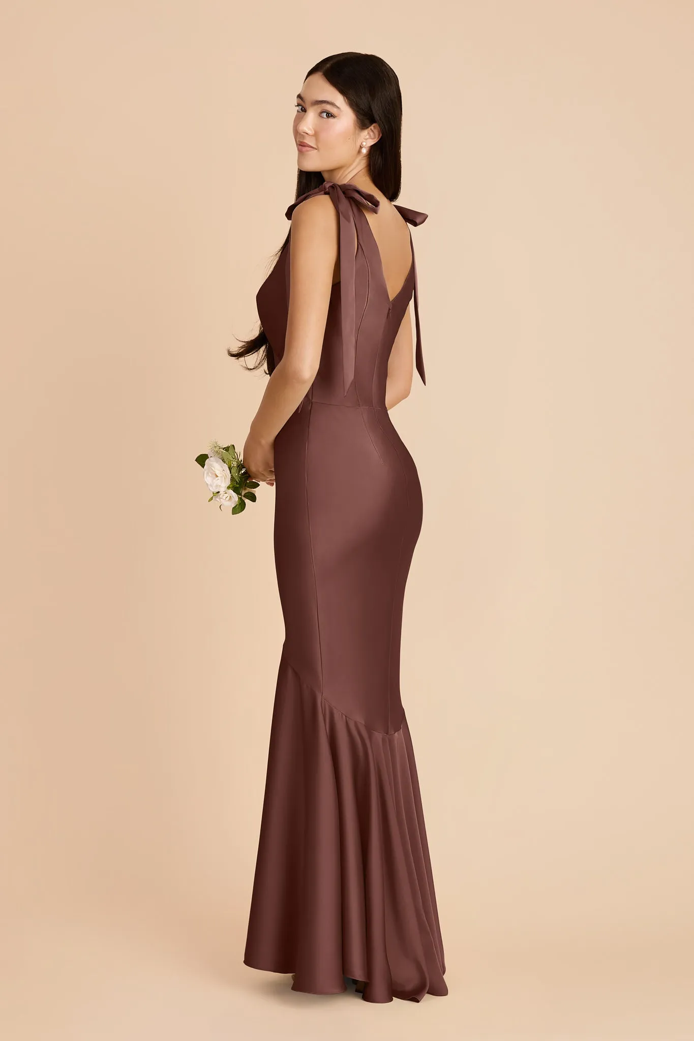 Gwen Matte Satin Dress - Chocolate Brown sold by Birdy Grey product image thumbnail 4