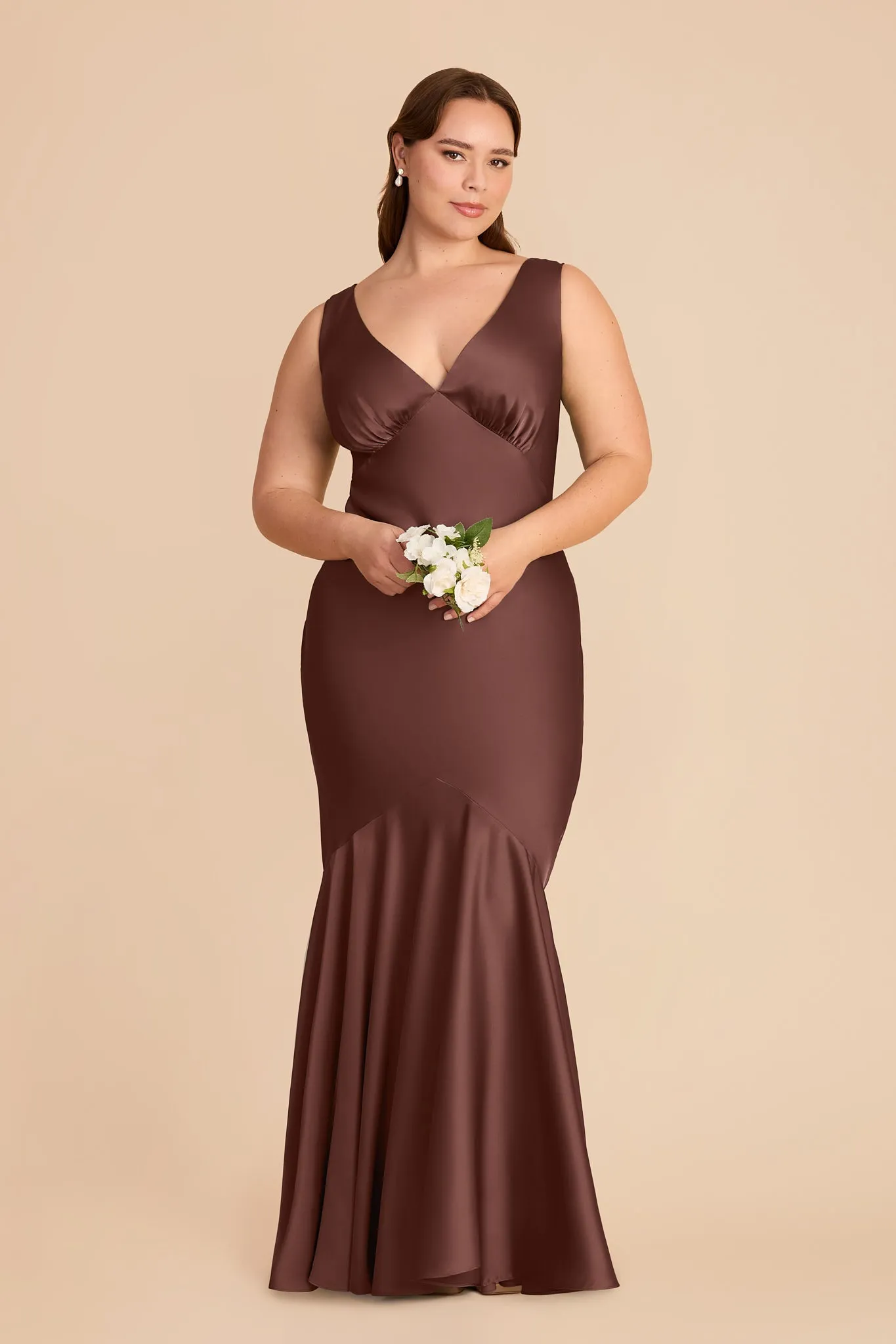 Gwen Matte Satin Dress - Chocolate Brown sold by Birdy Grey product image thumbnail 2