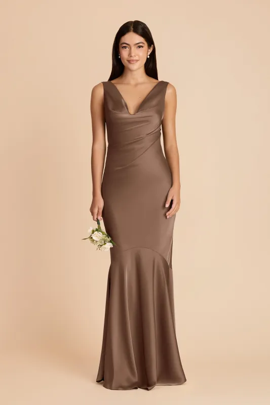 Alexis Matte Satin Dress - Mocha made by Birdy Grey