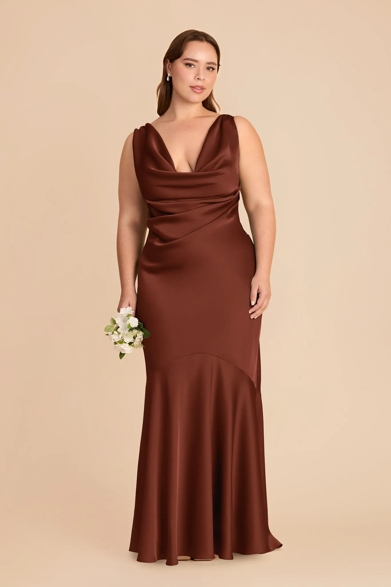 Alexis Matte Satin Dress - Cognac sold by Birdy Grey product image thumbnail 2