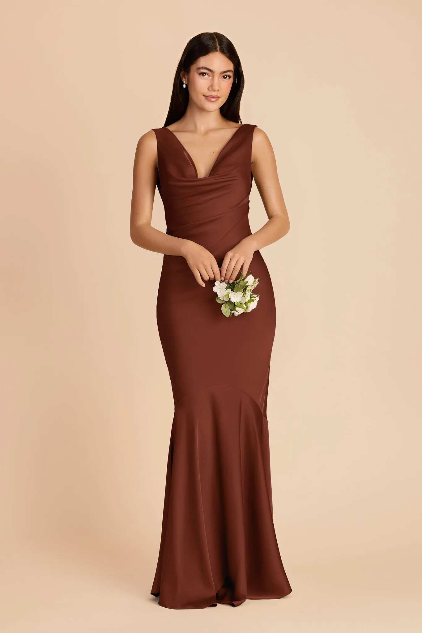 Alexis Matte Satin Dress - Cognac sold by Birdy Grey product image thumbnail 3