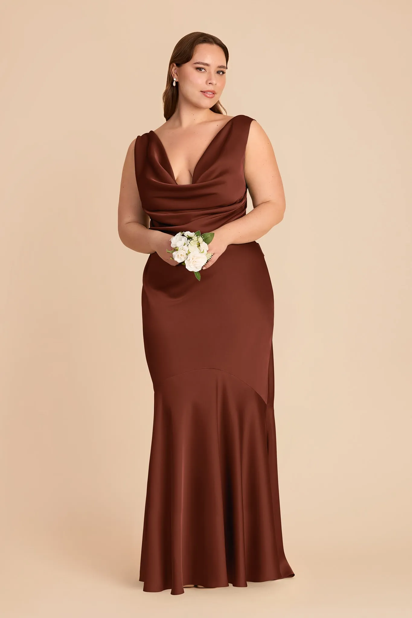 Alexis Matte Satin Dress - Cognac sold by Birdy Grey product image thumbnail 5