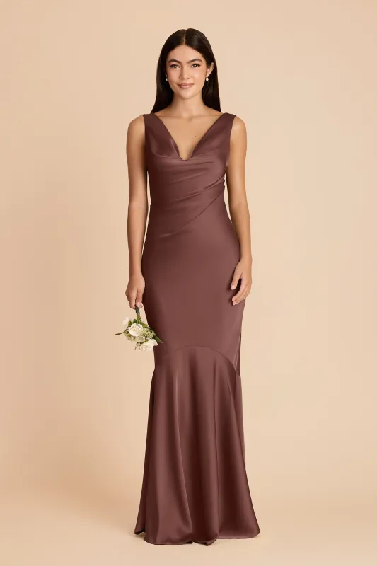 Alexis Matte Satin Dress - Chocolate Brown made by Birdy Grey