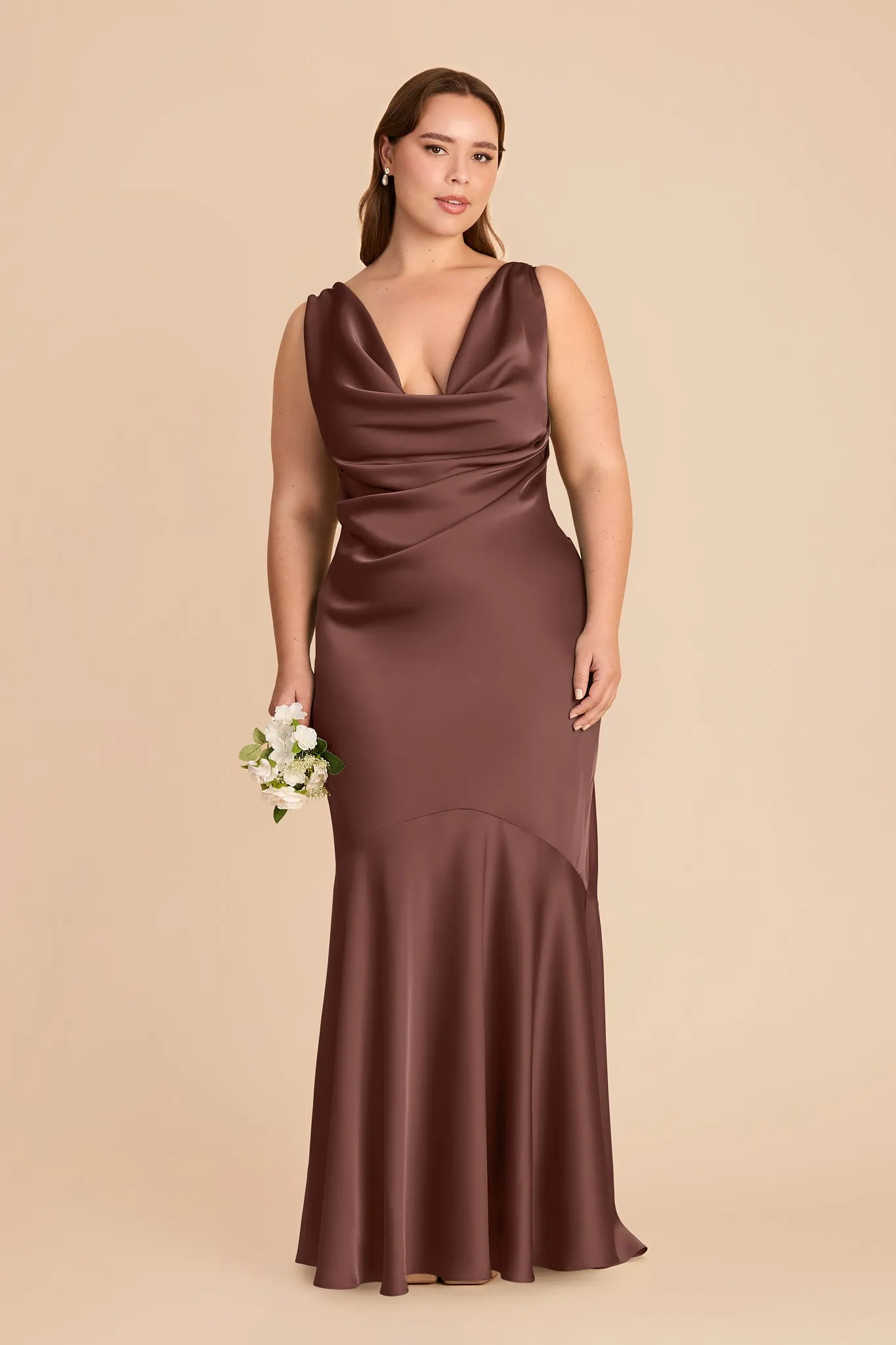 Alexis Matte Satin Dress - Chocolate Brown sold by Birdy Grey product image thumbnail 2