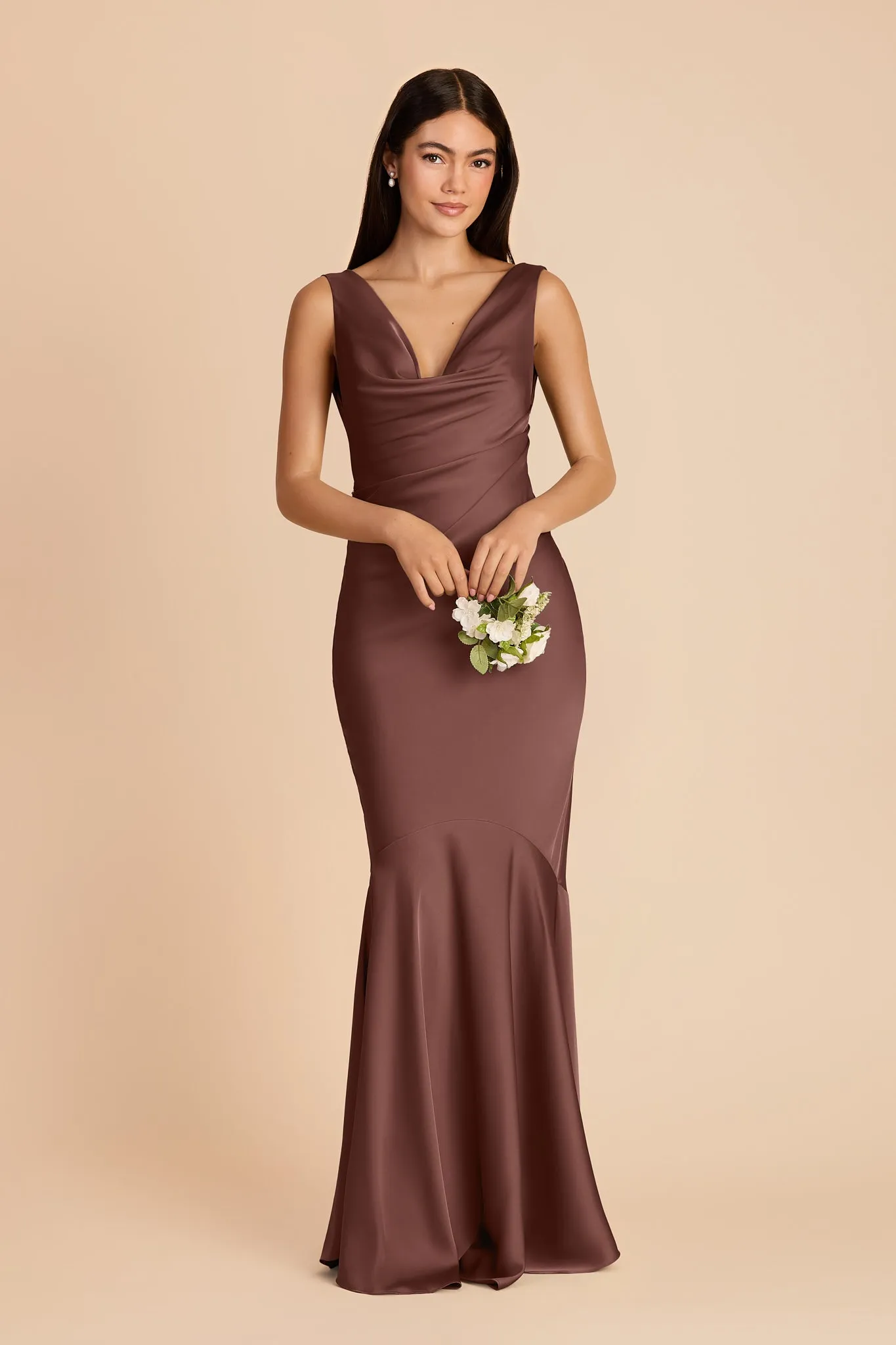 Alexis Matte Satin Dress - Chocolate Brown sold by Birdy Grey product image thumbnail 3