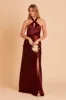 Monica Shiny Satin Dress - Cabernet sold by Birdy Grey