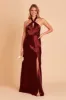 Monica Shiny Satin Dress - Cabernet sold by Birdy Grey