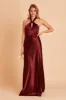 Monica Shiny Satin Dress - Cabernet sold by Birdy Grey