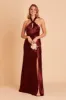 Monica Shiny Satin Dress - Cabernet sold by Birdy Grey