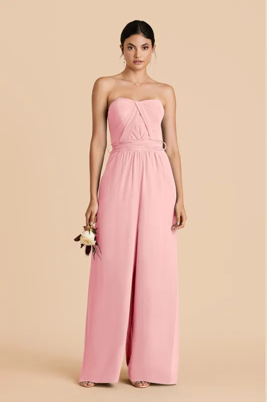 Gigi Chiffon Jumpsuit - Bubblegum Pink sold by Birdy Grey