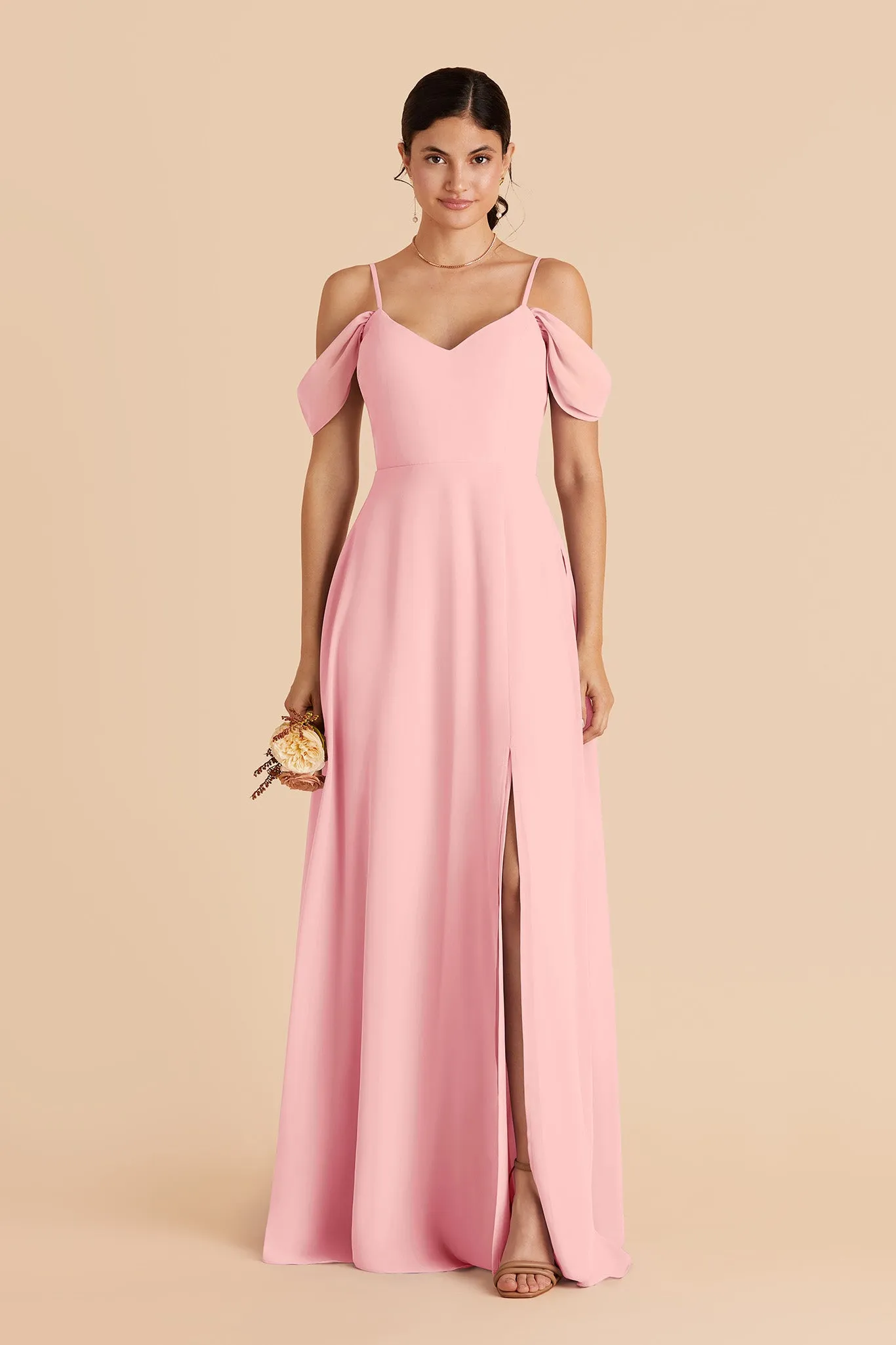 Devin Chiffon Dress Slit - Bubblegum Pink sold by Birdy Grey