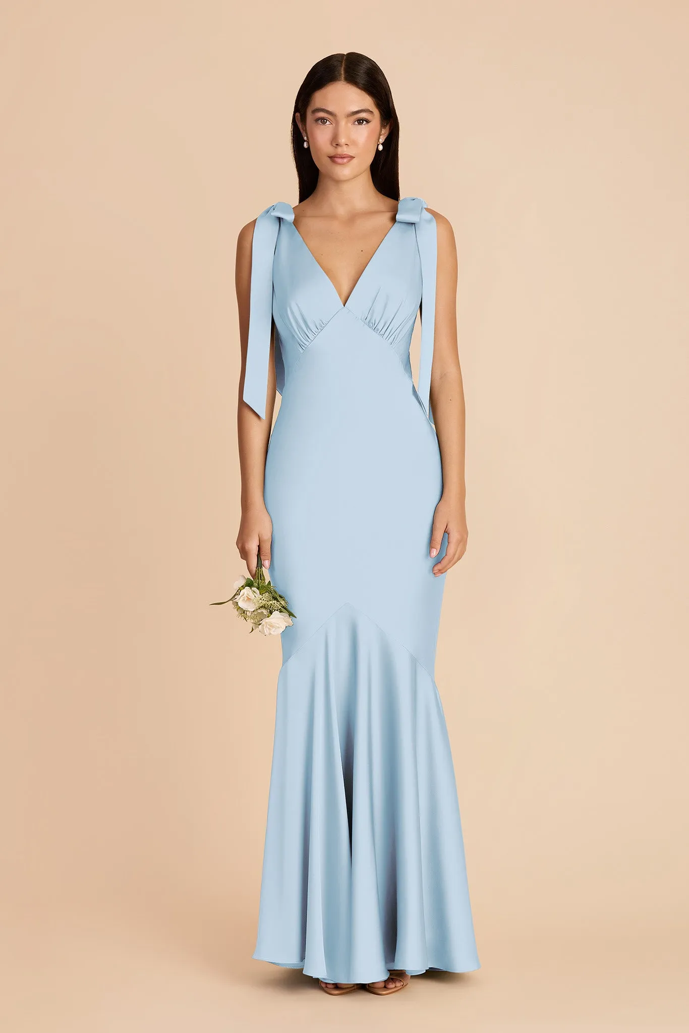 Gwen Matte Satin Dress - Sky Blue sold by Birdy Grey