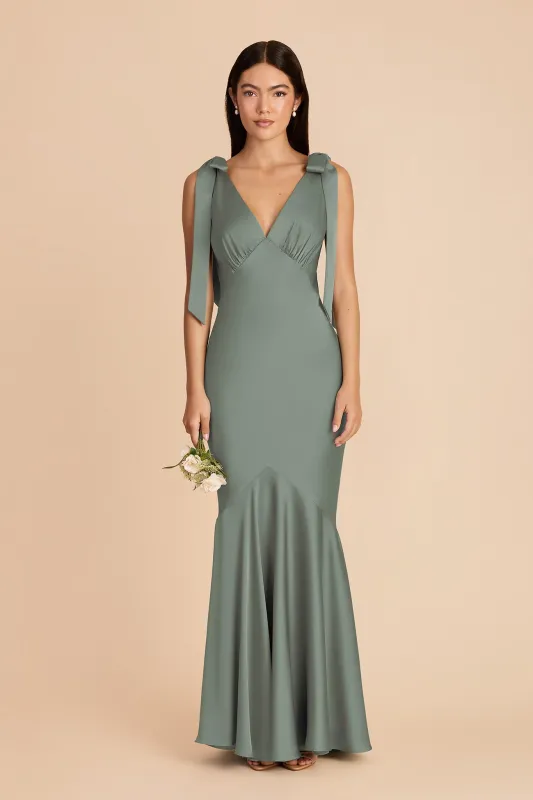 Gwen Matte Satin Dress - Sea Glass made by Birdy Grey