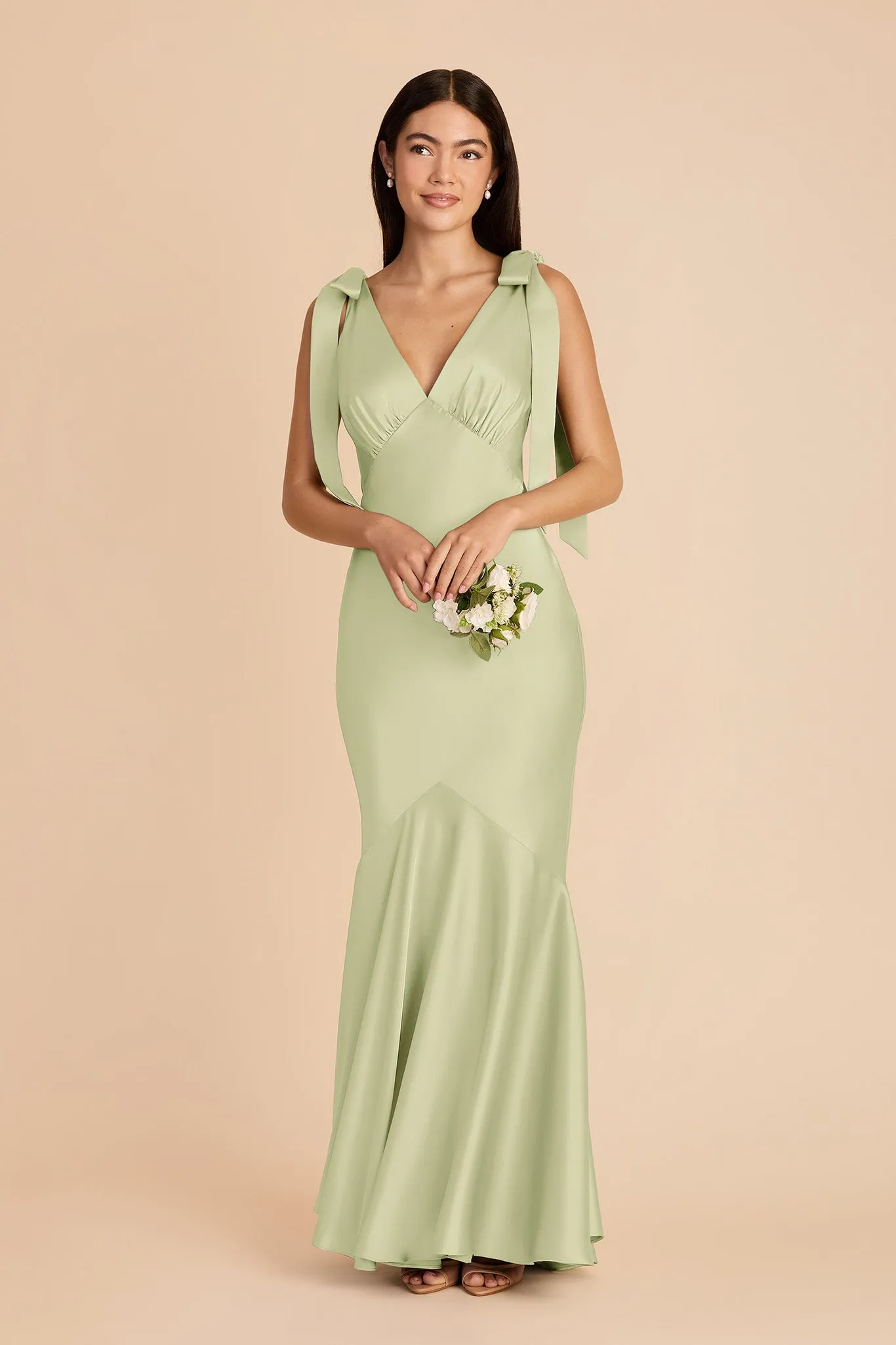 Gwen Matte Satin Dress - Pale Pistachio sold by Birdy Grey product image thumbnail 4