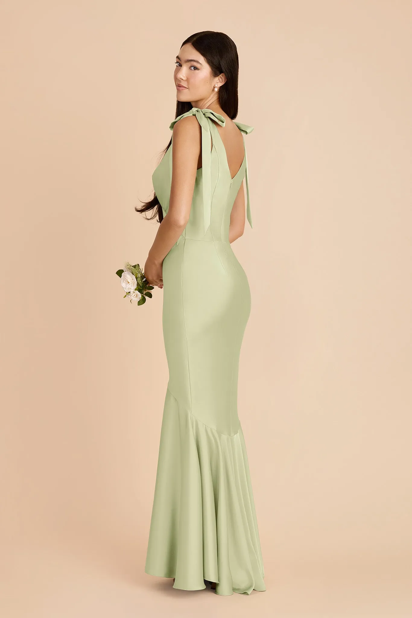Gwen Matte Satin Dress - Pale Pistachio sold by Birdy Grey product image thumbnail 5