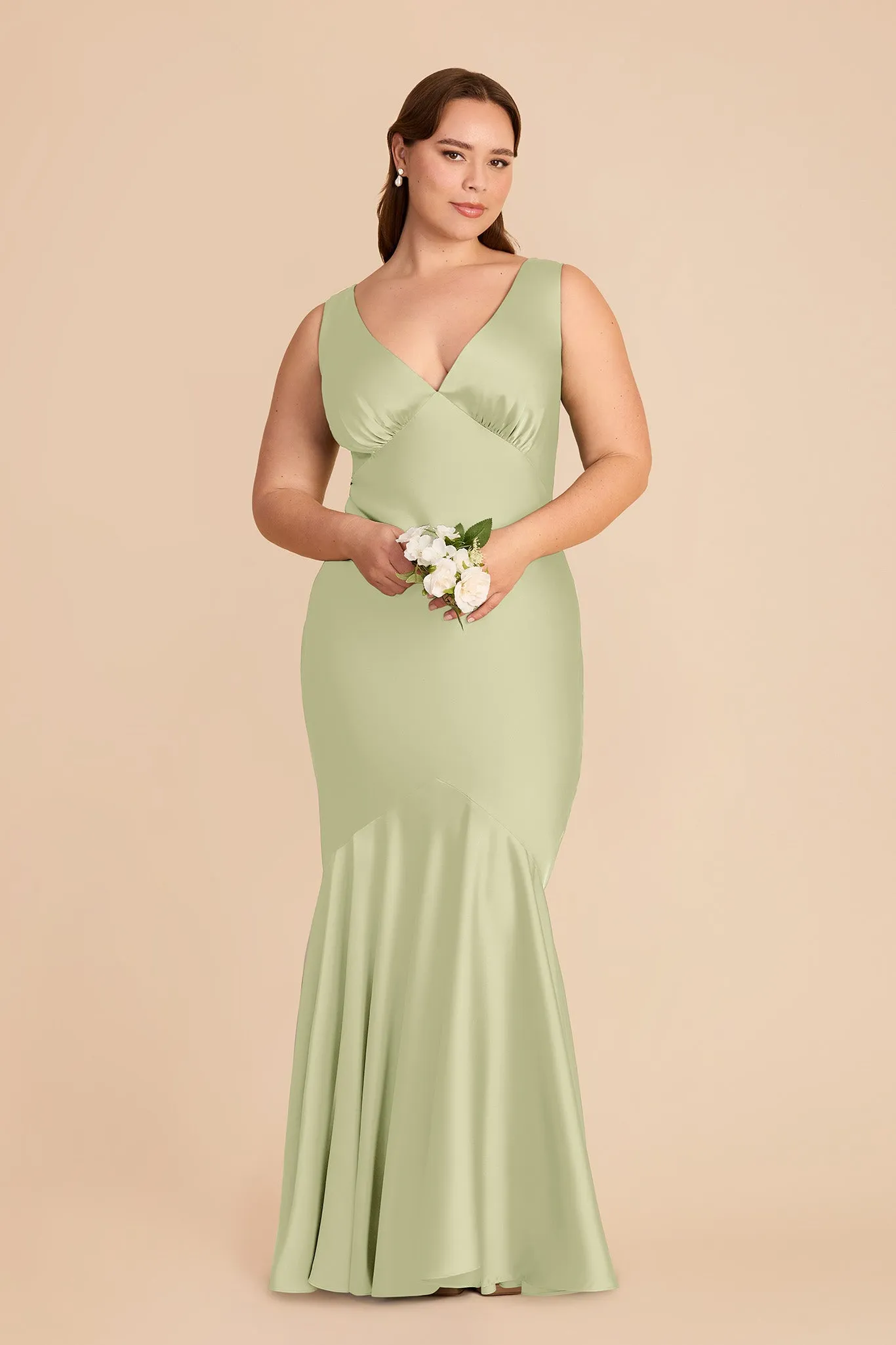 Gwen Matte Satin Dress - Pale Pistachio sold by Birdy Grey product image thumbnail 2