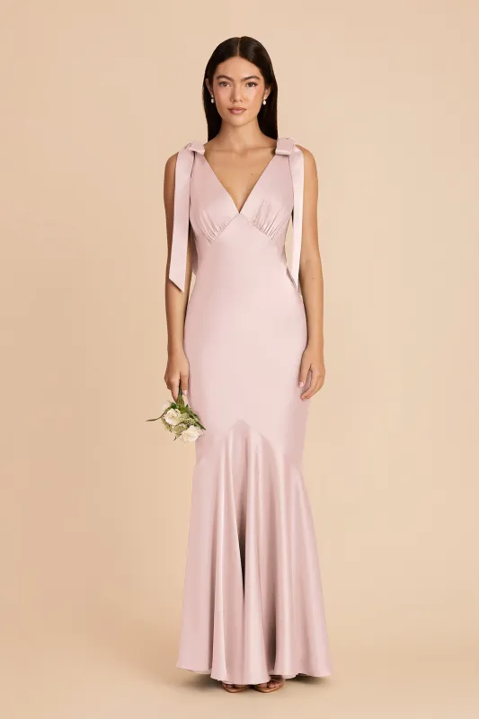 Gwen Matte Satin Dress - Pale Blush made by Birdy Grey