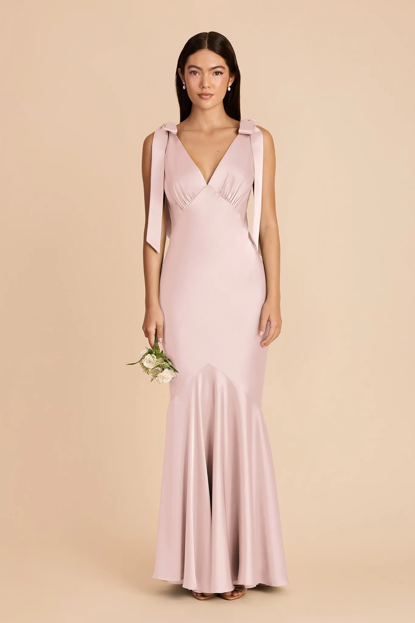 Gwen Matte Satin Dress - Pale Blush sold by Birdy Grey
