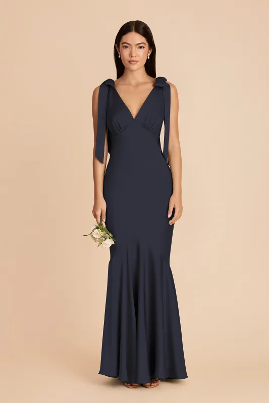 Gwen Matte Satin Dress - Navy made by Birdy Grey