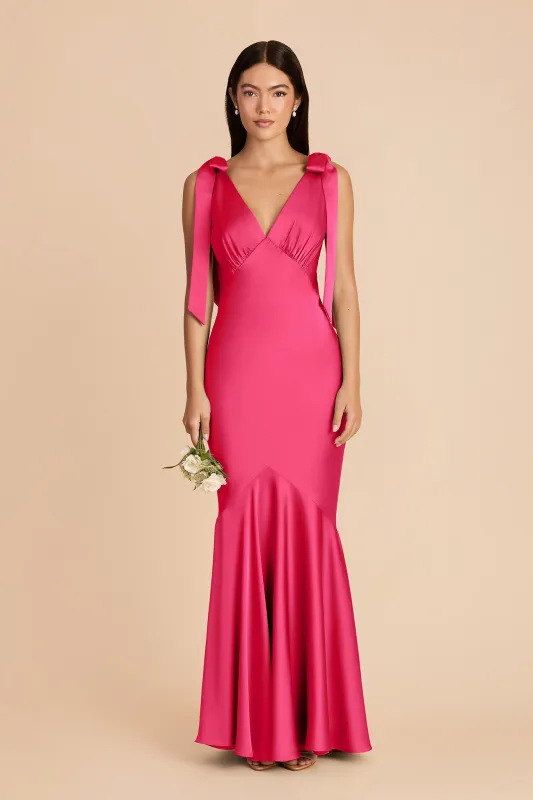 Gwen Matte Satin Dress - Fuchsia made by Birdy Grey