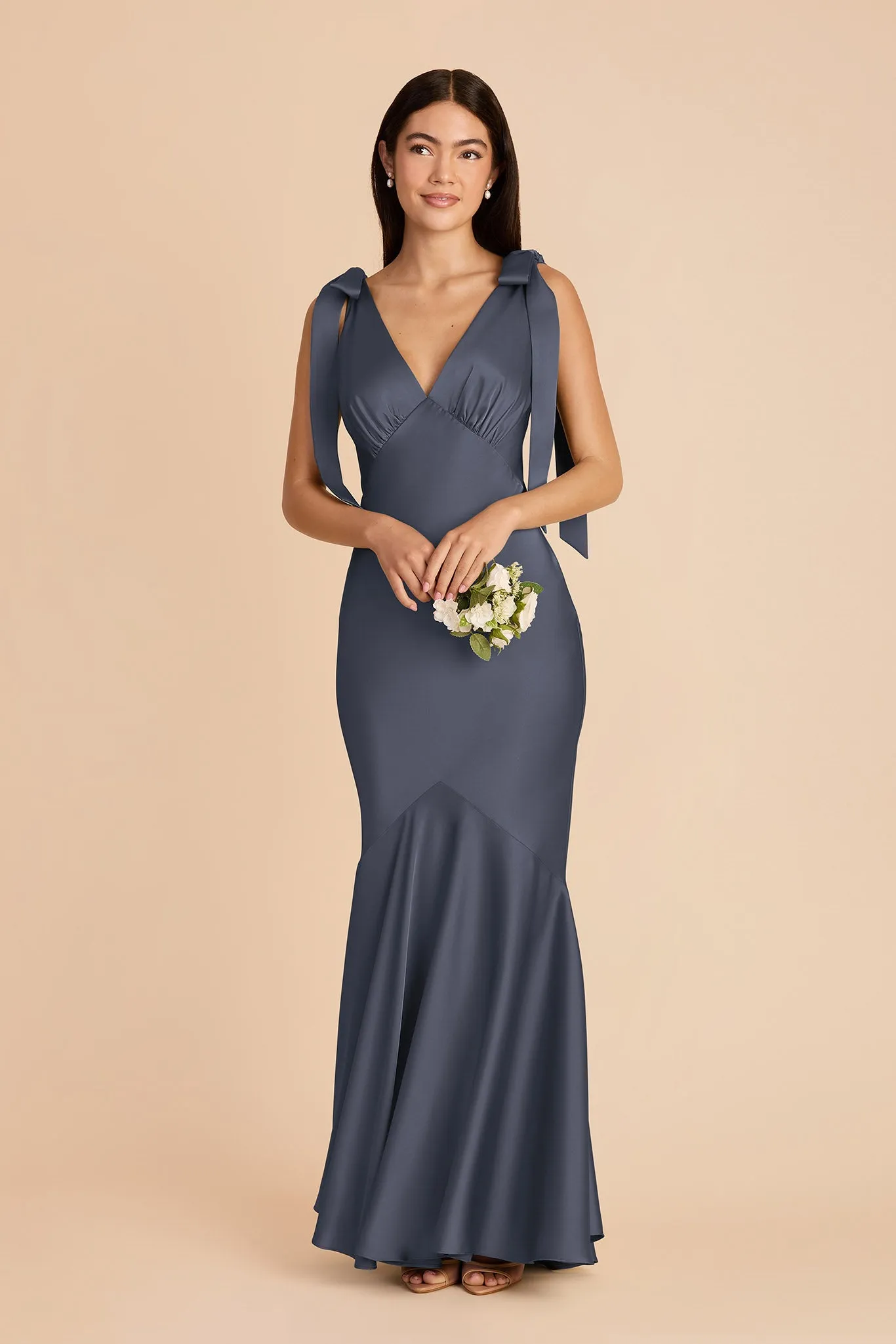 Gwen Matte Satin Dress - Dusk Blue sold by Birdy Grey product image thumbnail 4